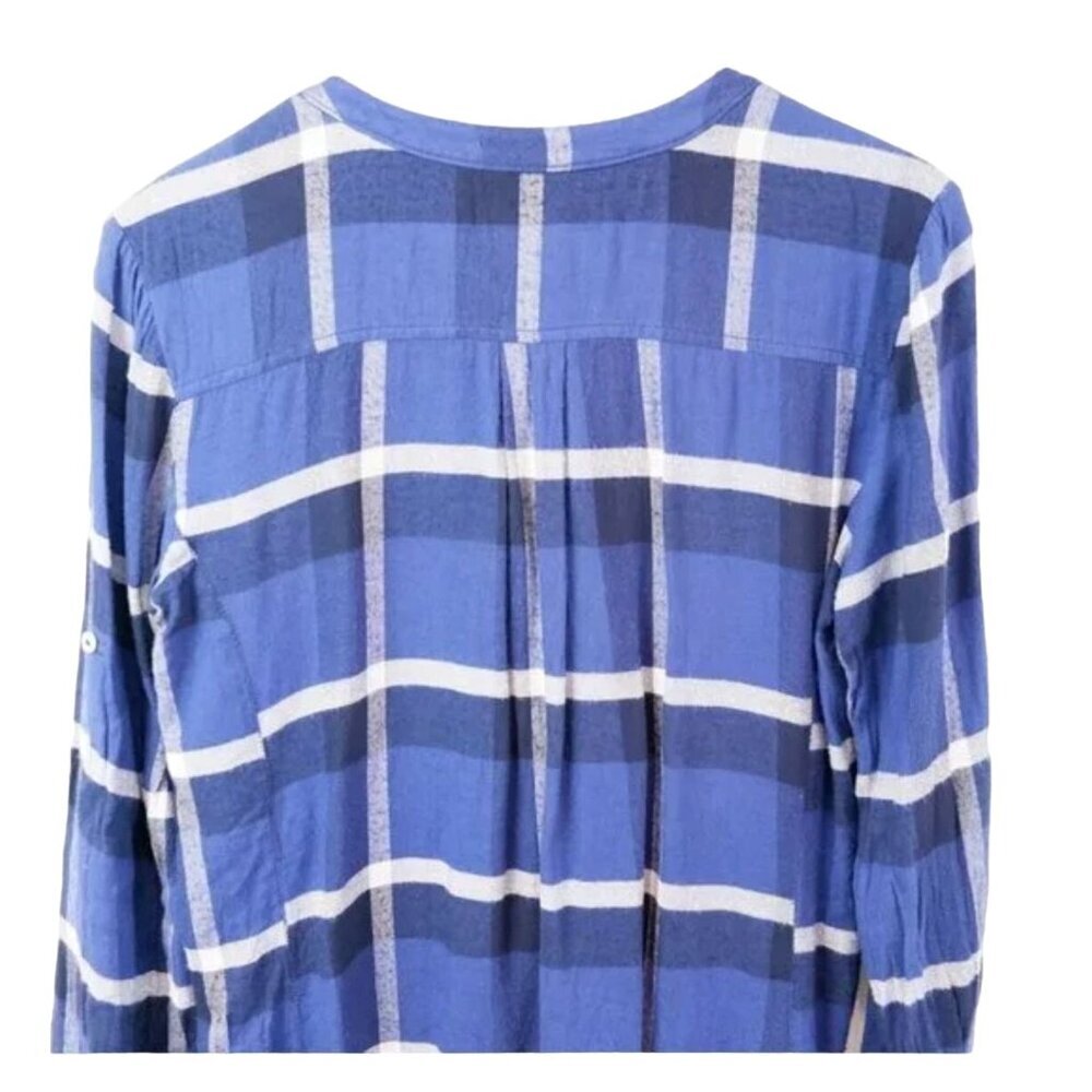 Anthropologie Holding Horses Blue Plaid Flannel Womens Shacket Top Women's Size - Picture 4 of 11